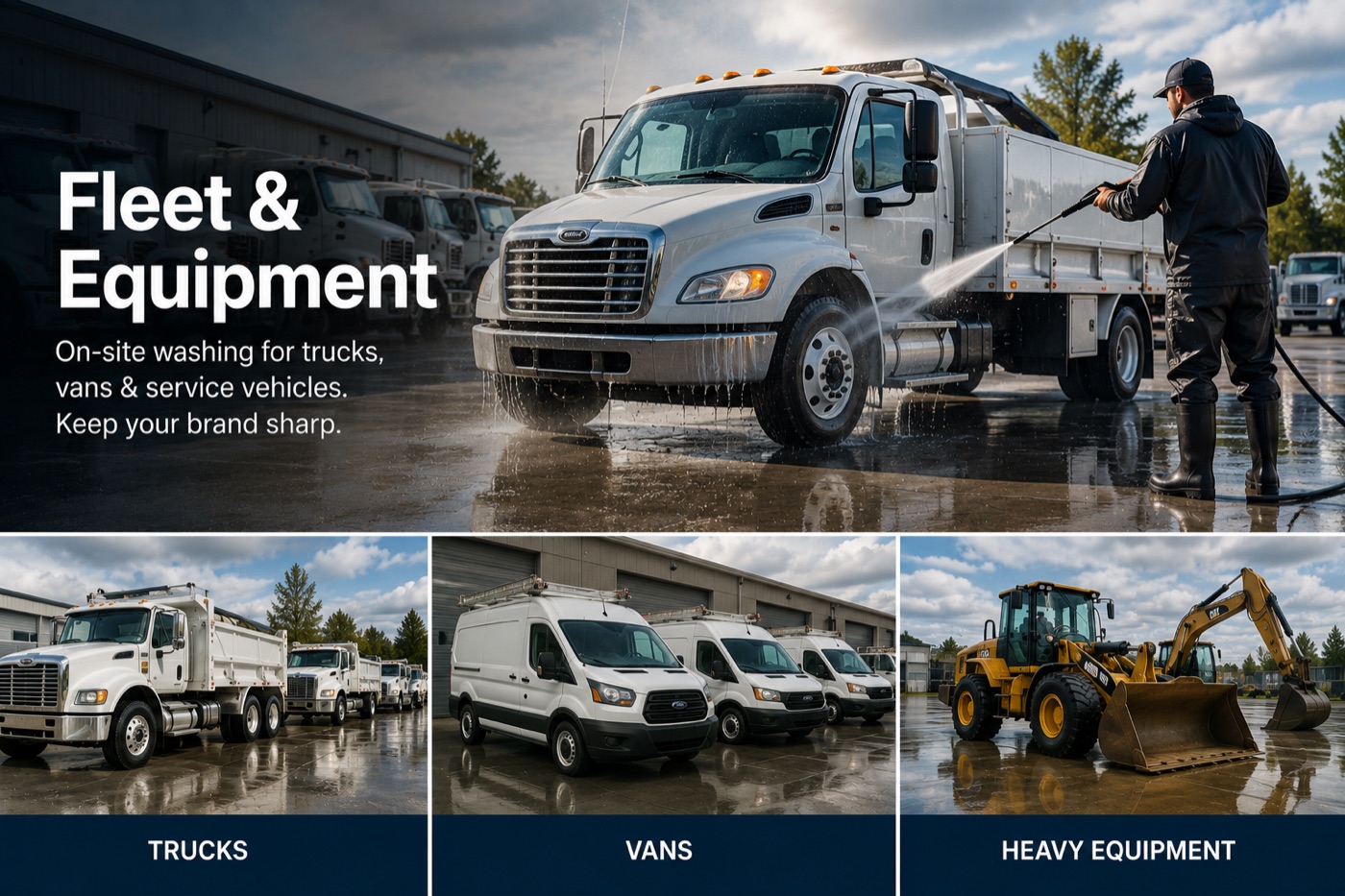 Commercial fleet and equipment washing